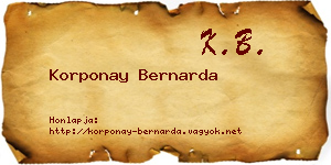 Korponay Bernarda névjegykártya
